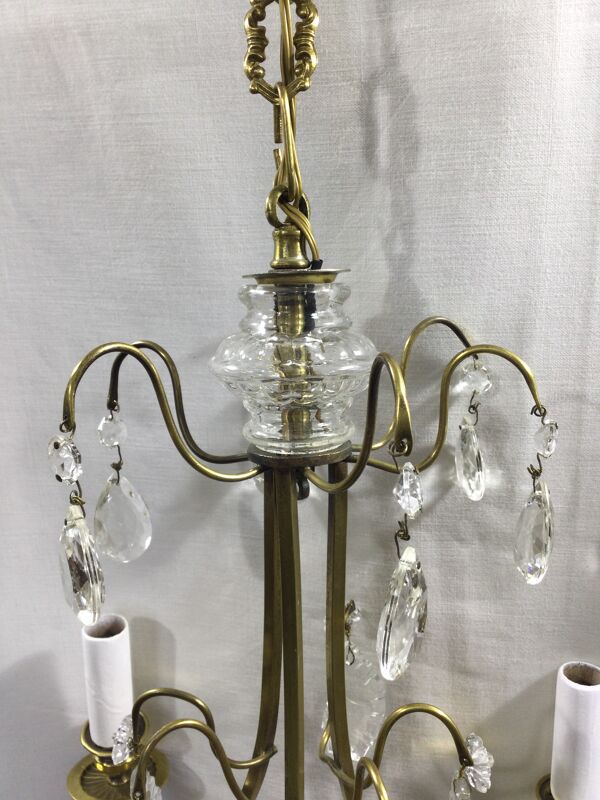 Lustre 3 lumières bronze et cristal