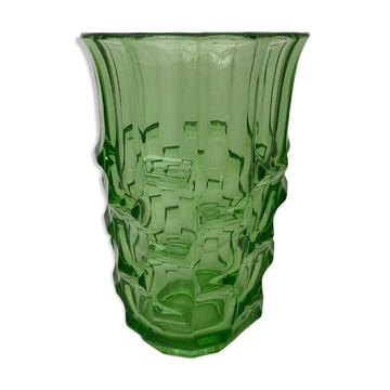 Vase art déco vert par August Walther & Söhne années 1930