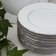 10 white porcelain dessert plates