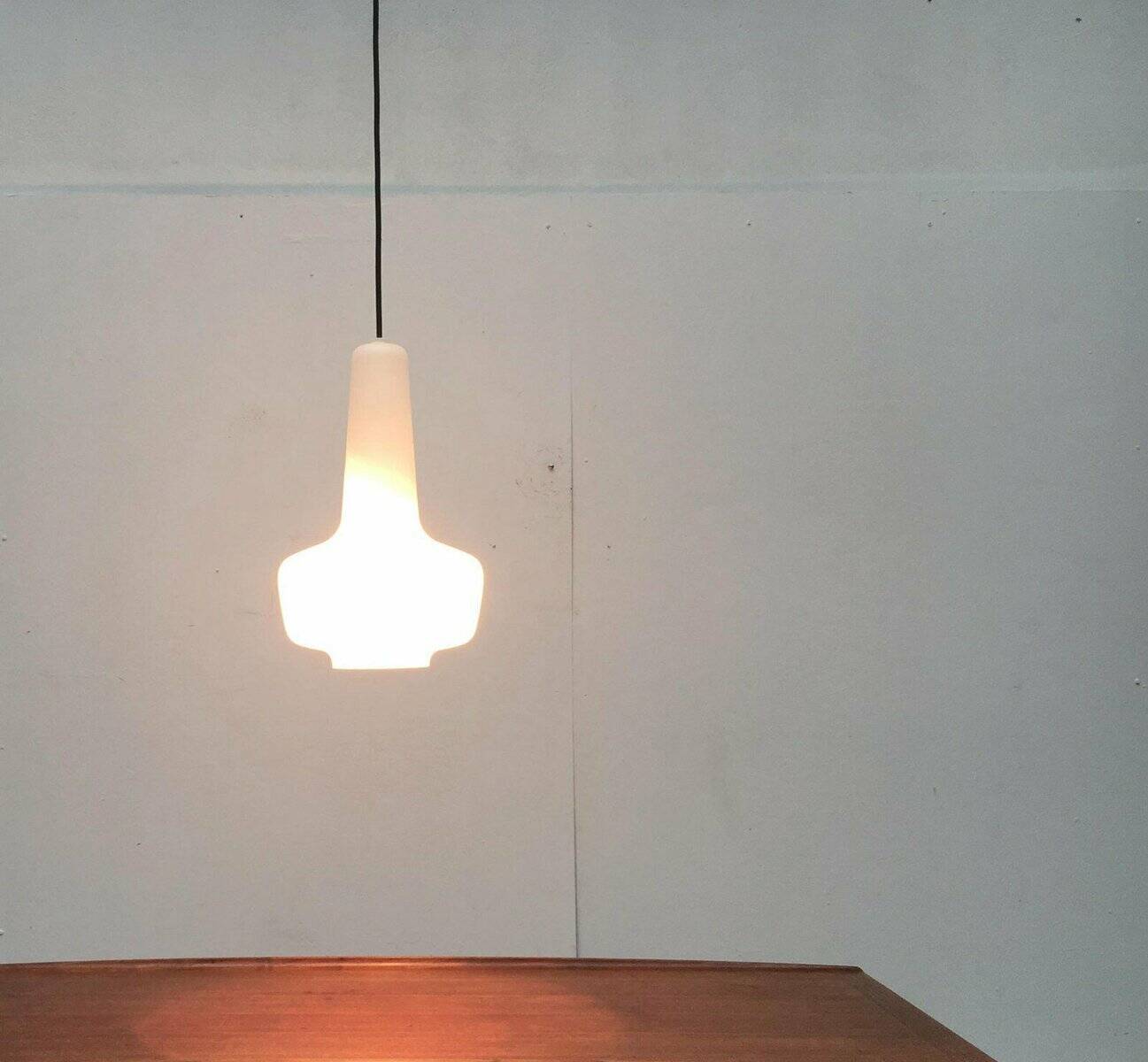 Mid-century glass pendant light Kreta by Jacob E. Bang for Fog & Mørup and Holmegaard, 1960s.
