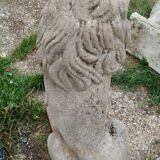Paire de lions de jardin en pierre ancien vintage