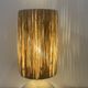 Vintage lamp base in beige-grey ceramic stoneware with raffia lampshade, 1970s