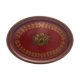 Old oval plate in painted red tin - floral decoration - early 20th century -
