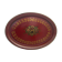 Old oval plate in painted red tin - floral decoration - early 20th century -