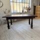 19th-century castle table, carved solid oak, 190cm.