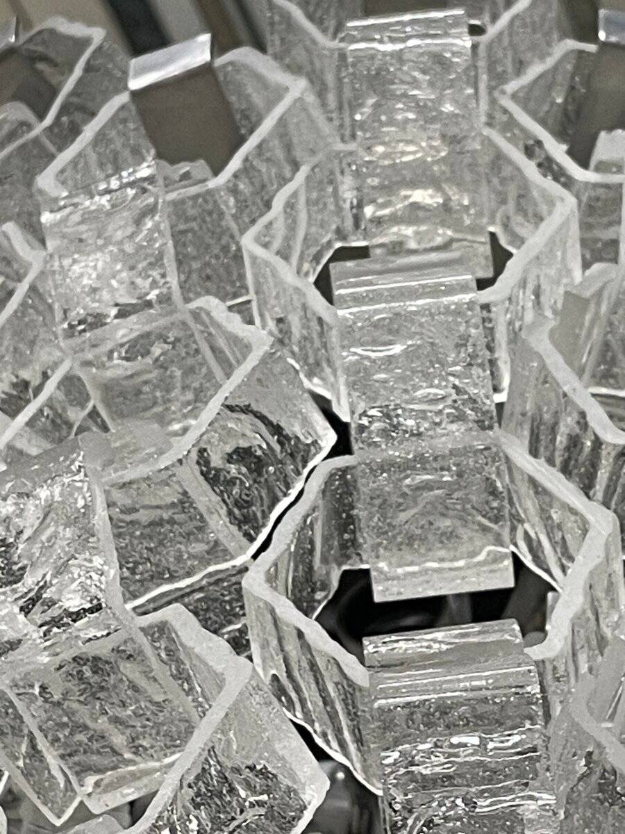 Hexagonal glass Cascade chandelier attributed to Av Mazzega, 1970s.
