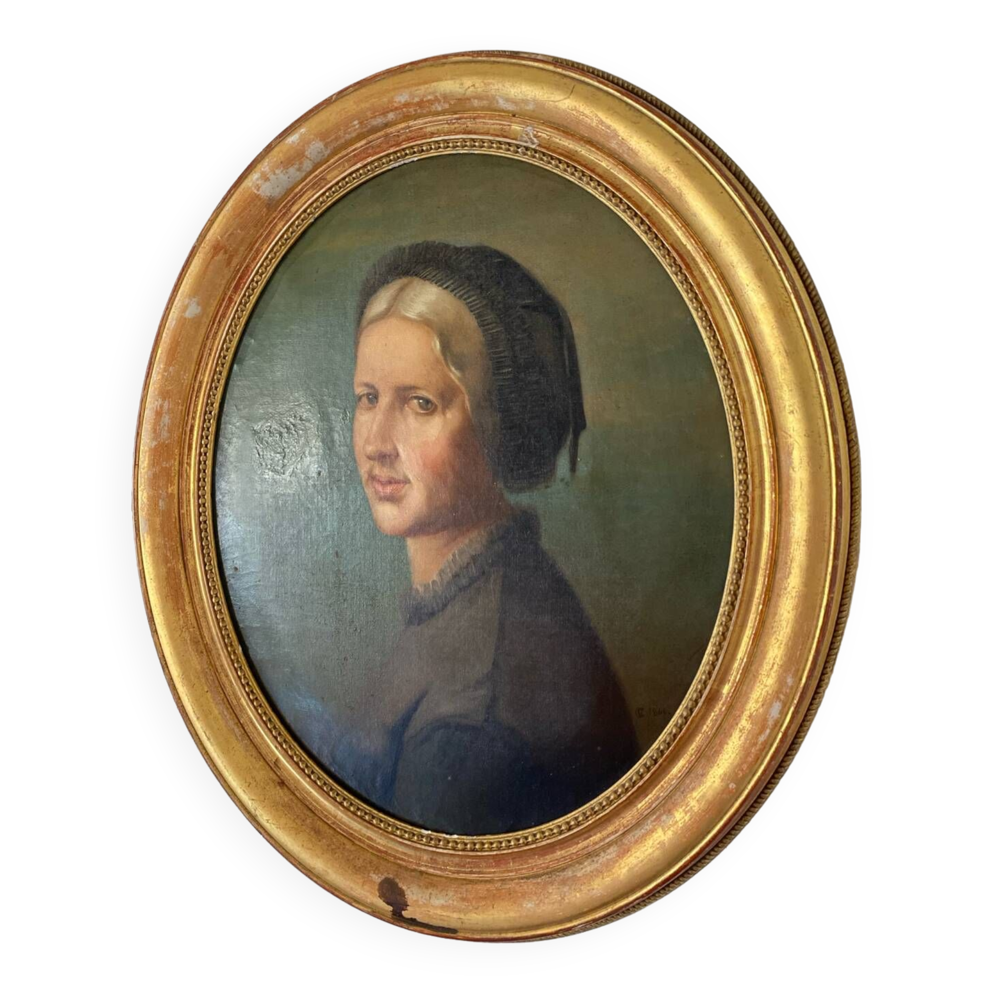 Tableau portrait feminin 19 ème