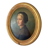Tableau portrait feminin 19 ème