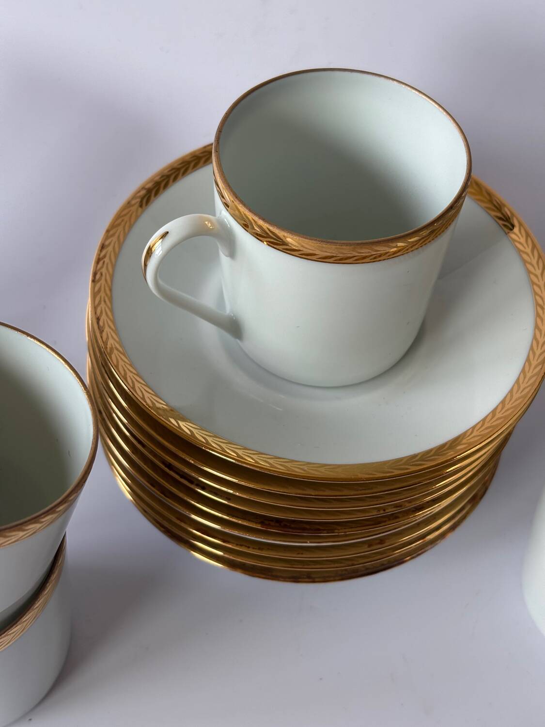 Limoges porcelain coffee service, gilded with gold leaf