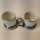 Charming vintage Italian espresso coffee cups White Porcelain and silver base
