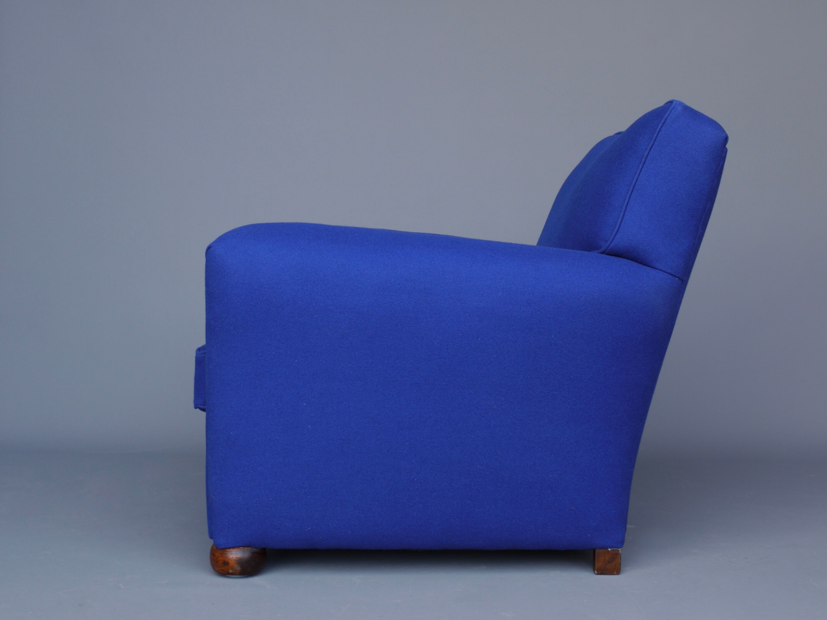 Royal blue wool club chair armchair. 1930s