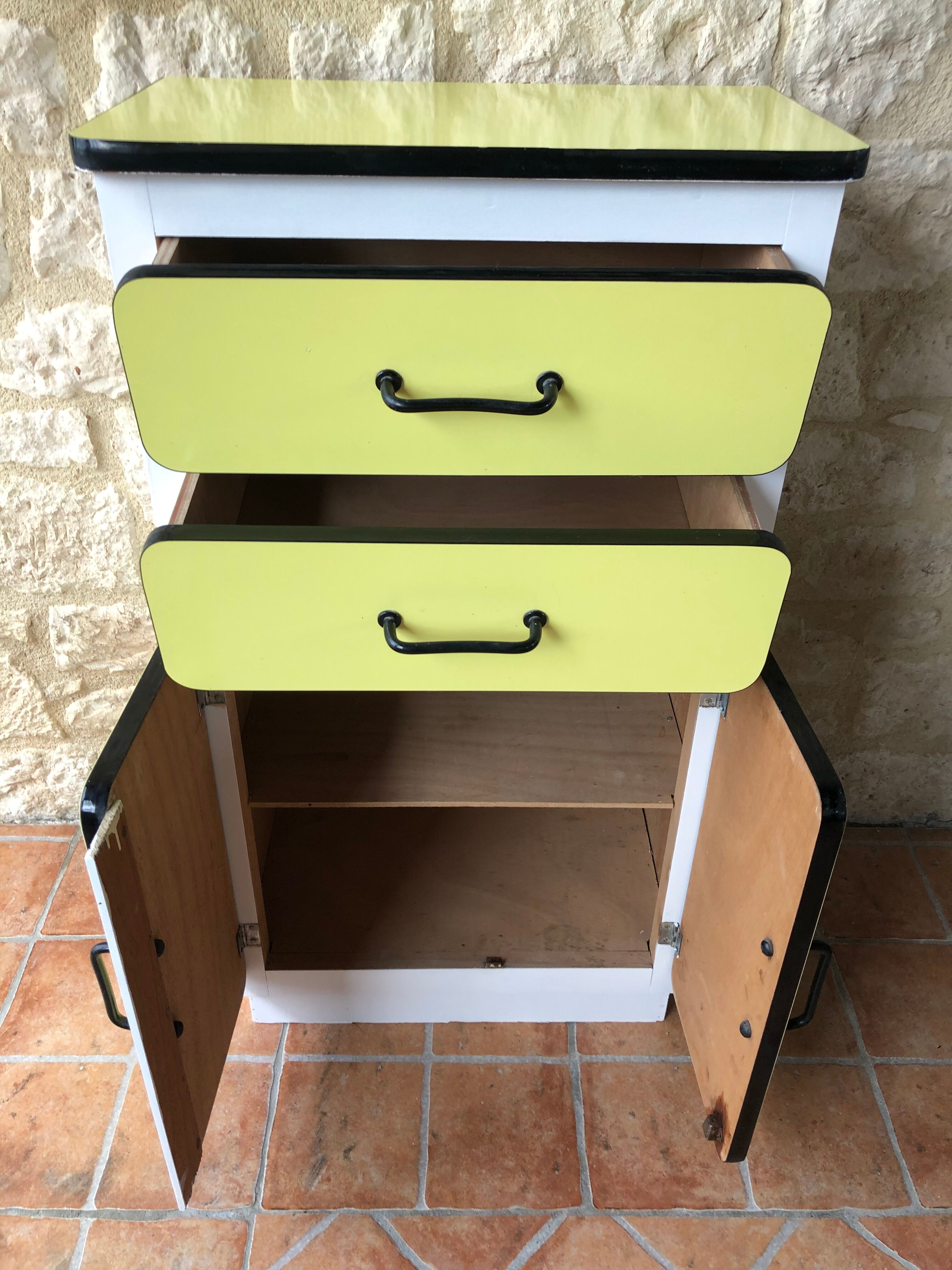 Yellow and black formica storage furniture, circa 50's /60's