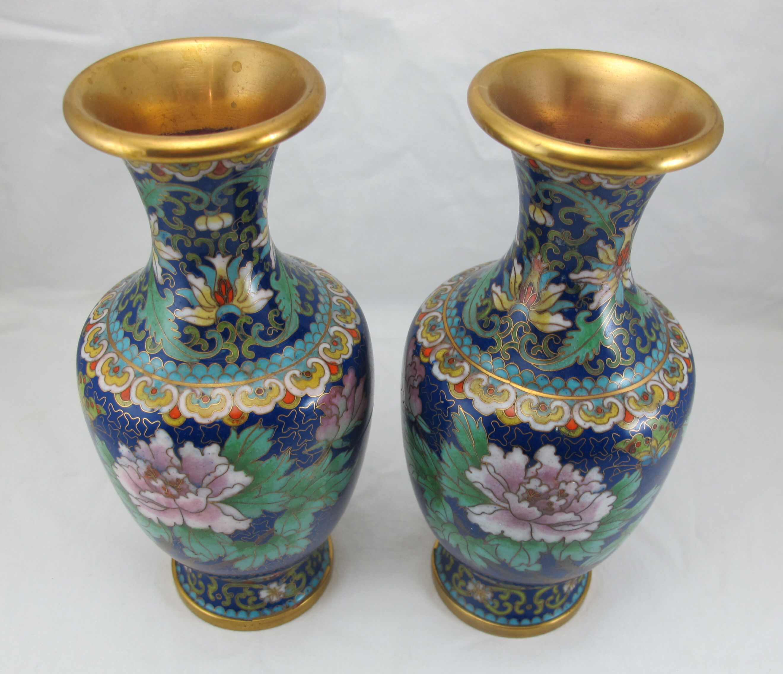 Paire de vases en bronze émail cloisonné chinois chine