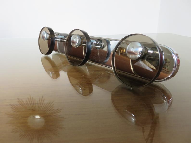 Fontana Arte chrome metal and smoked glass coat rack 70