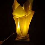 Large green draped plexi mood lamp "sunshade" plaster 80s