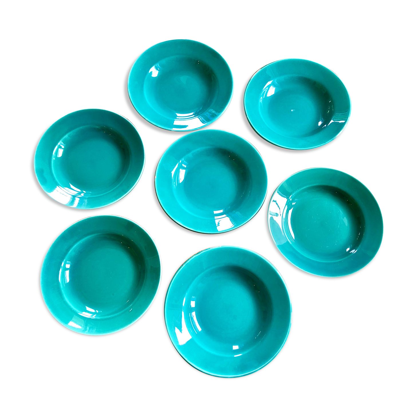Hollow plates 50s - emerald green glazes!