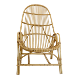 Rattan armchair with armrest from the 60s-70s.