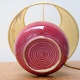 Pink ceramic lamp, herbarium-style lampshade, 70s