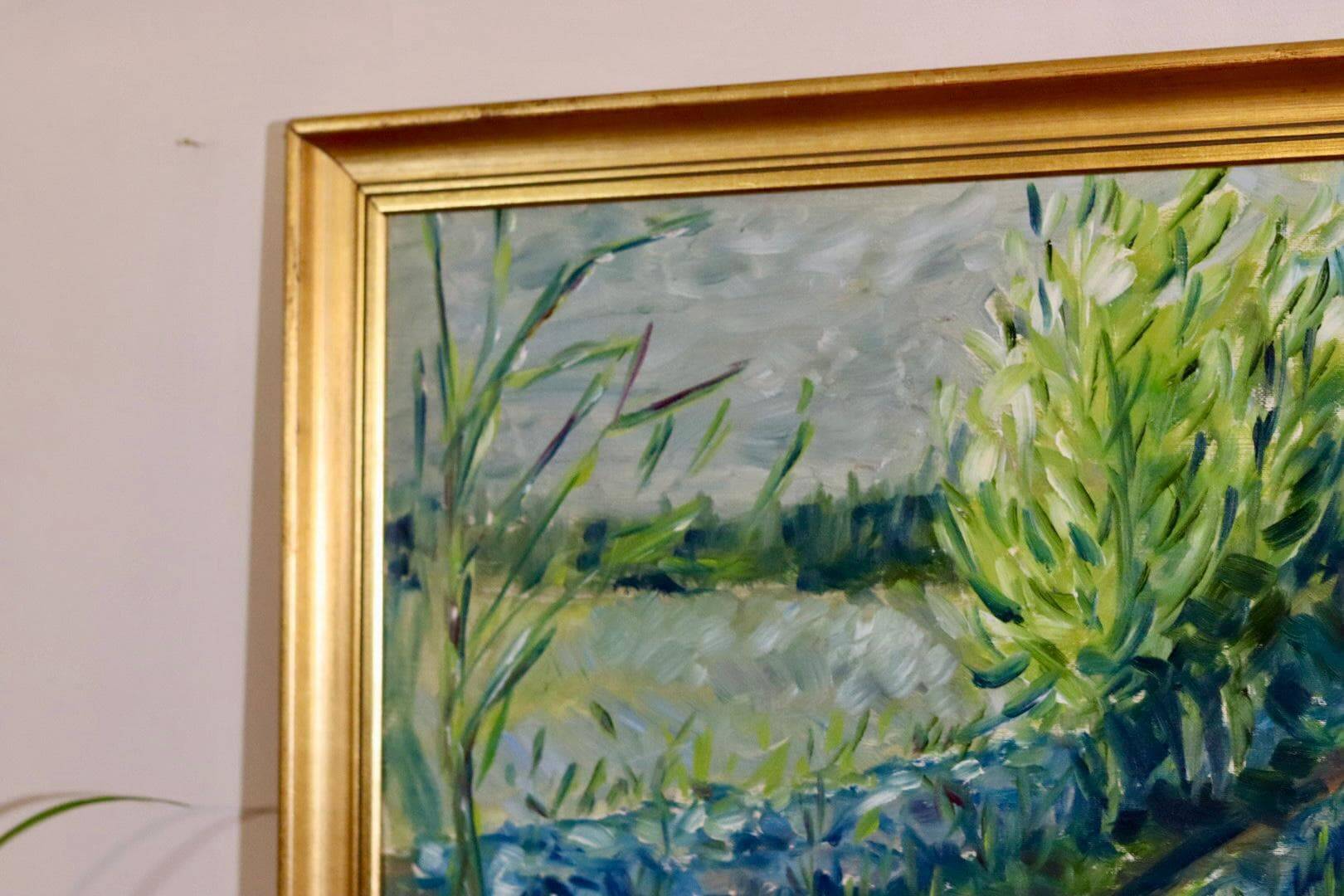 Original Swedish Mid Century Oil on Canvas "Path" - Vintage & Framed