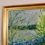 Original Swedish Mid Century Oil on Canvas "Path" - Vintage & Framed