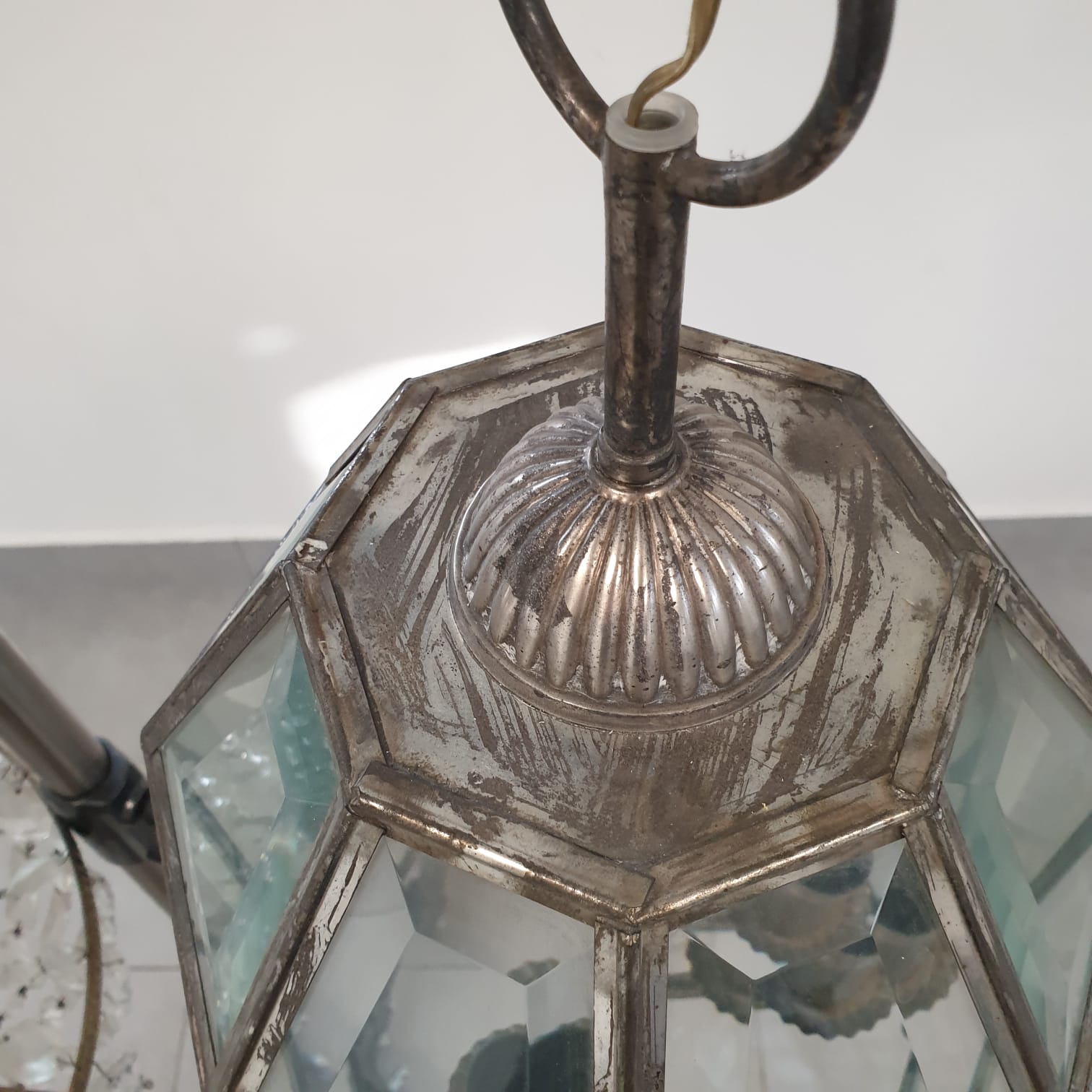 Lustre en étain et verre biseauté Veneto