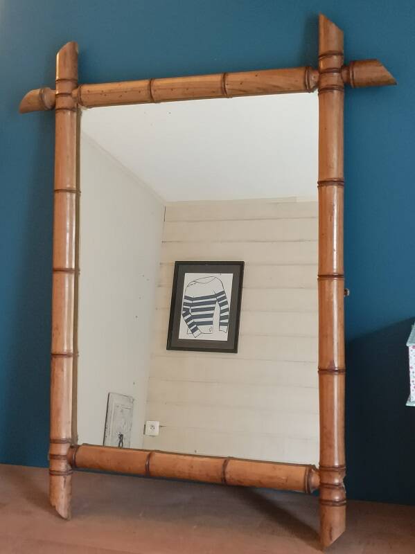 Mirror Bamboo type patinated wood frame dp 1023413
