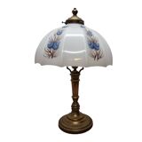 Vintage Brass Lamp With White Opaline Shade