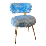 Vintage blue Pelfran fur chair