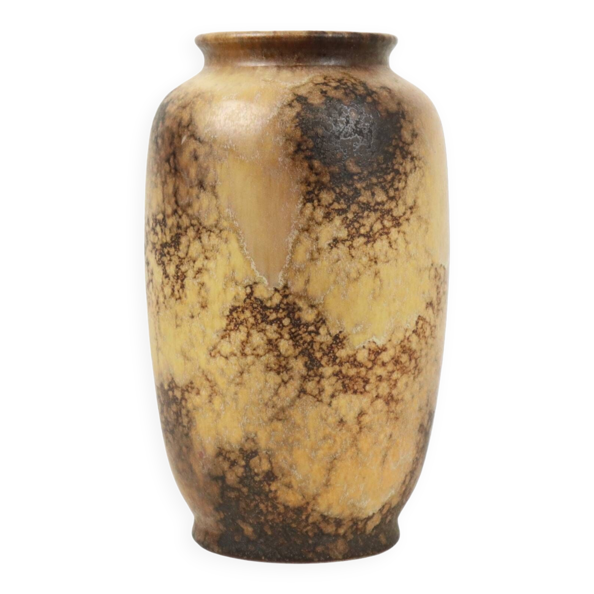 Vintage West Germany Vase Brown Beige Marble Effect Earthenware 484-26