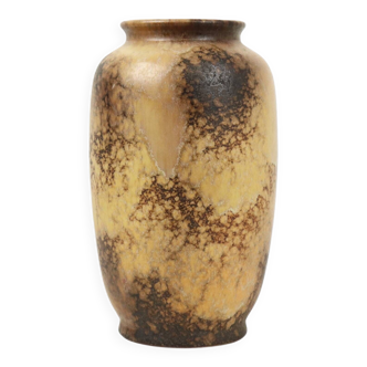 Vase marron beige marbre effet faïence vintage allemagne de l’ouest 484-26