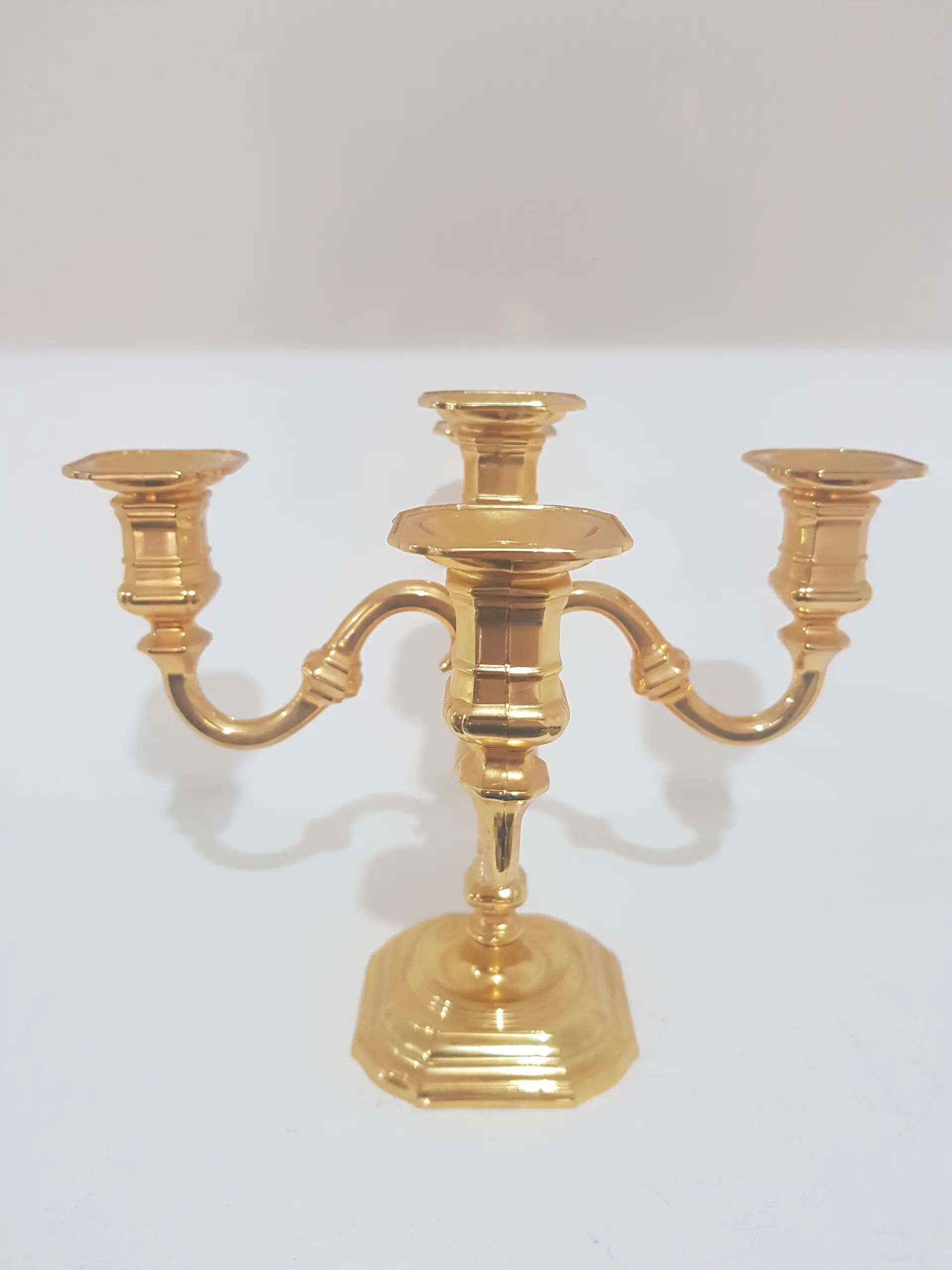 Five-branch chandelier, Hollywood Regency, gilded brass, BMF, Germany, 1960s.
