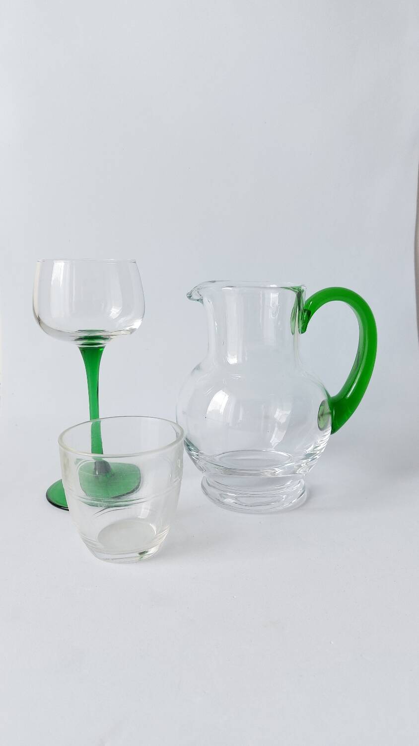 Carafe vert vin Alsace vaisselle vintage