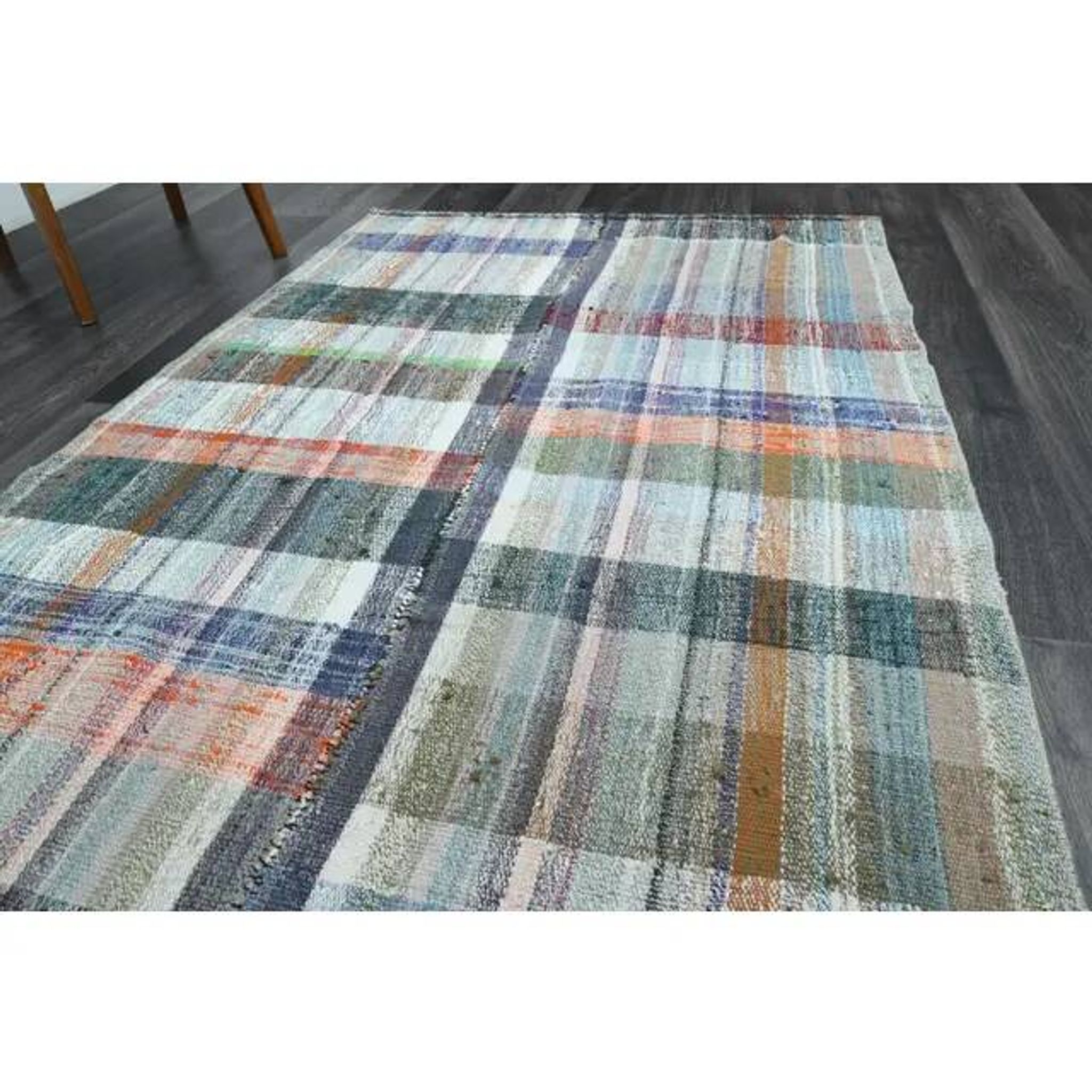 Vintage Turkish Oushak Handmade Wool Cotton Green Runner Rug 125x310