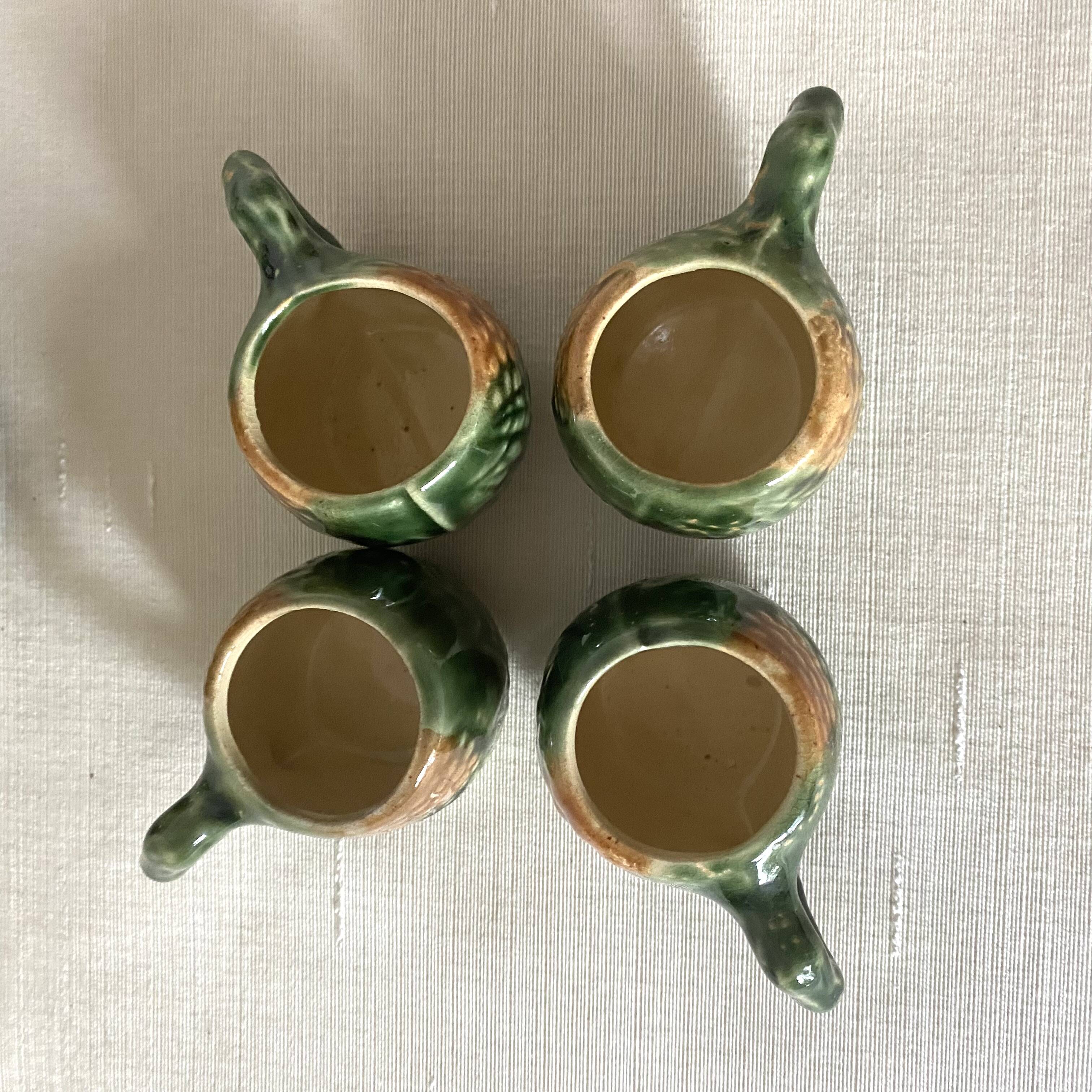 Théière et tasses en barbotine Maïs