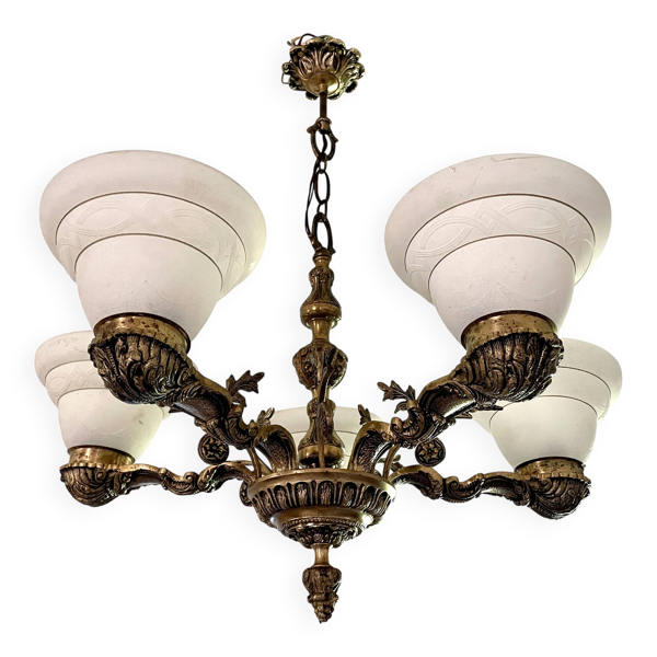 Lustre 6 feux bronze style néoclassique