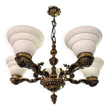 Lustre 6 feux bronze style néoclassique