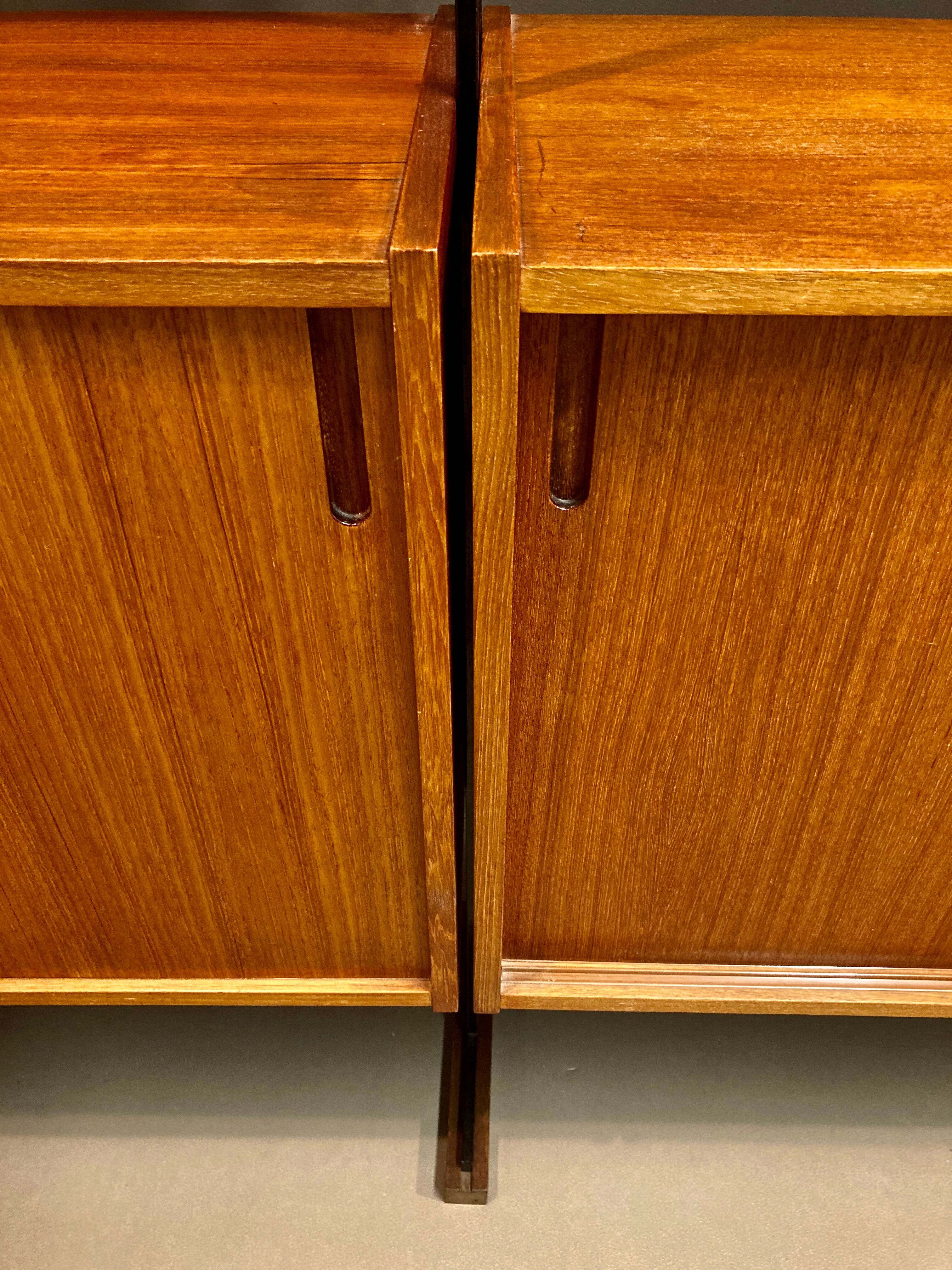 Flexible shelf teak and metal design scandinavian 1950