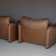 Maralunga Leather Armchairs by Vico Magistretti for Cassina, 1973