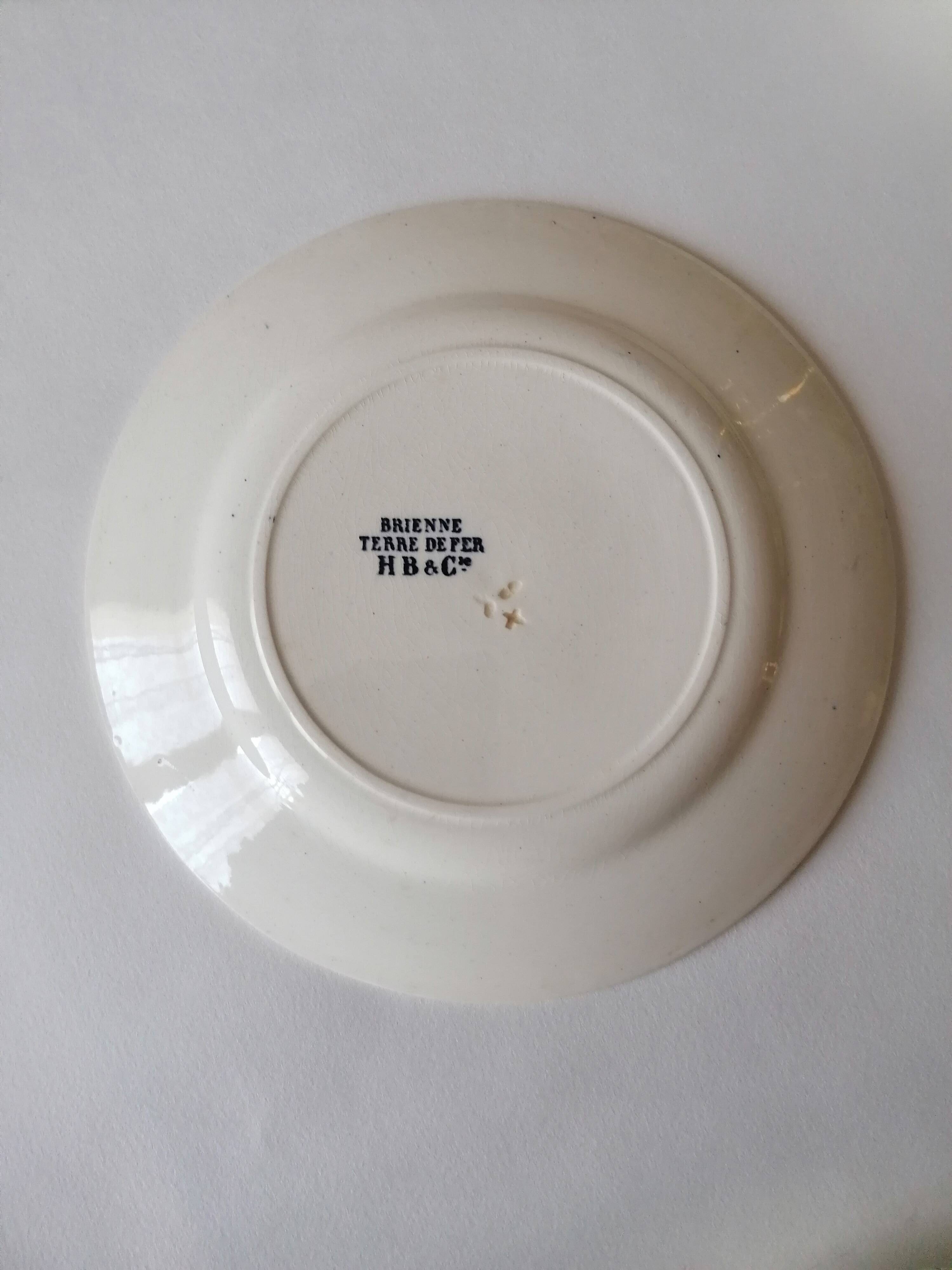6 dessert plates from Hautin-Boulenger et Cie ironstone.