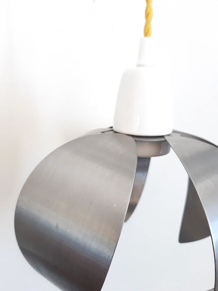 Flower pendant lamp in brushed steel 1970