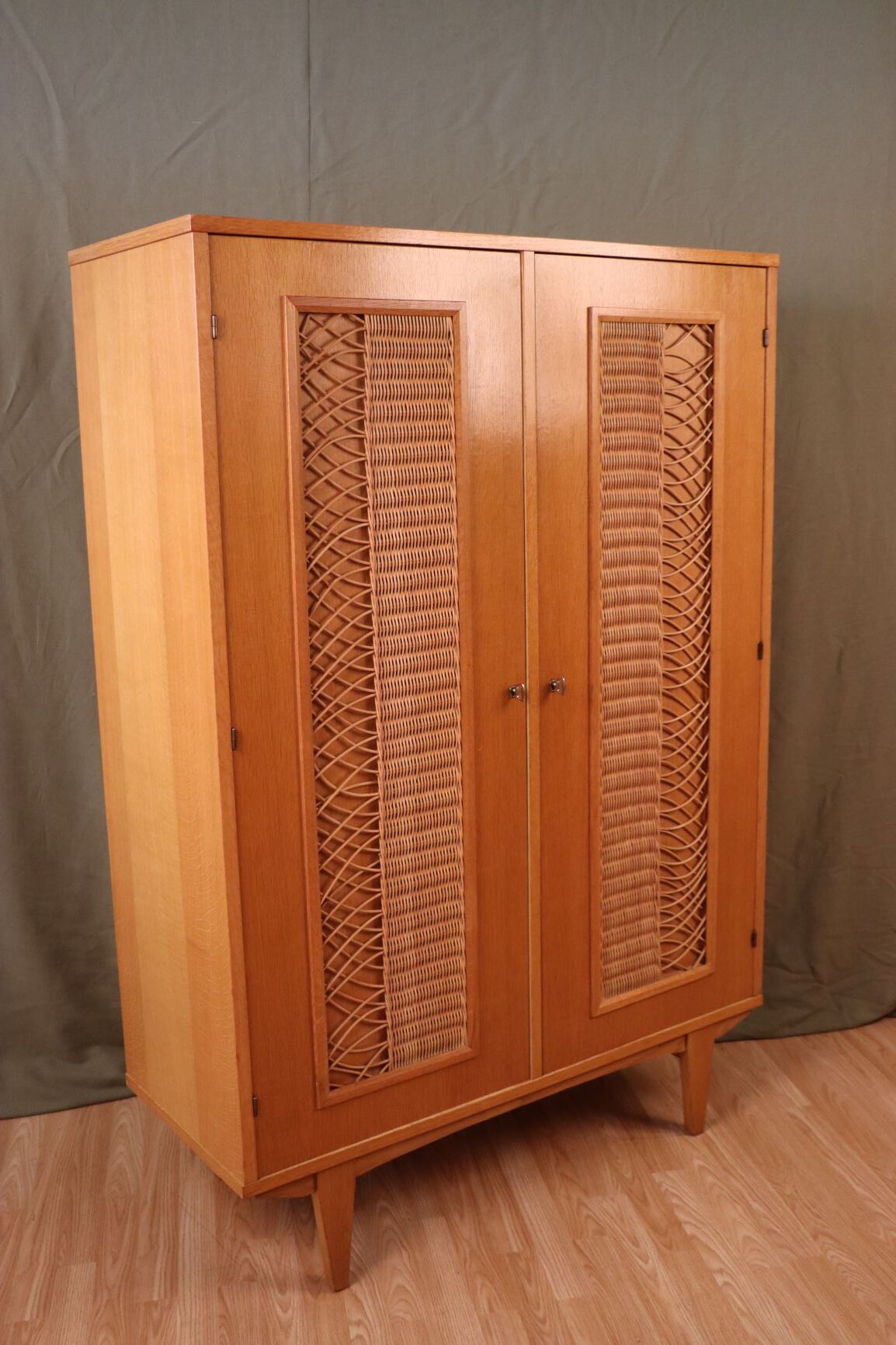Wood and rattan cabinet