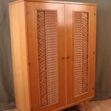 Wood and rattan cabinet