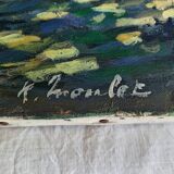 Oil on canvas Architectural landscape in Fauvist style signed Moulet