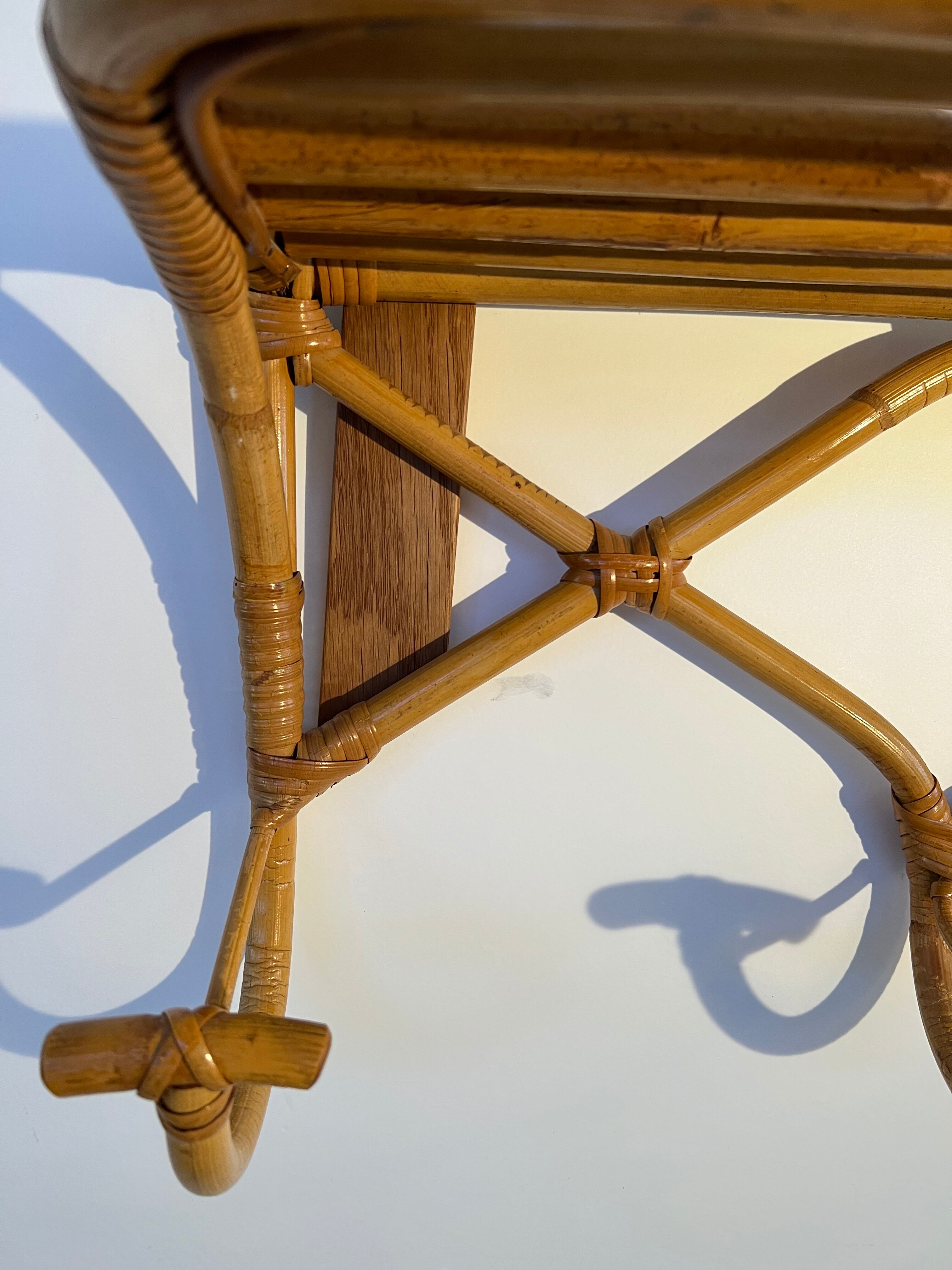 Vintage rattan wall coat rack