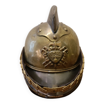 Antique brass firefighter helmet