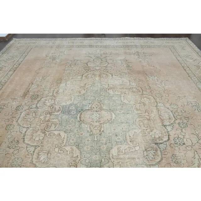 1970s Vintage Persian Handmade Wool Cotton Orange Area Rug 292x383
