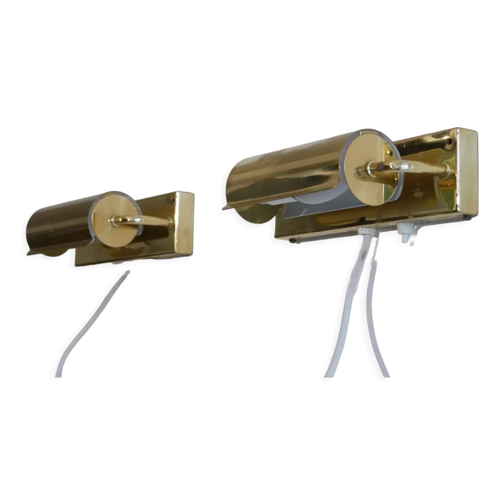 Pair of scandinavian brass wall lamps 1970