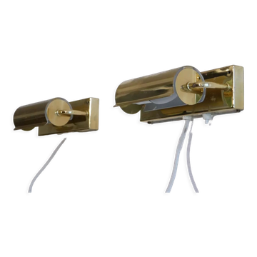 Pair of scandinavian brass wall lamps 1970