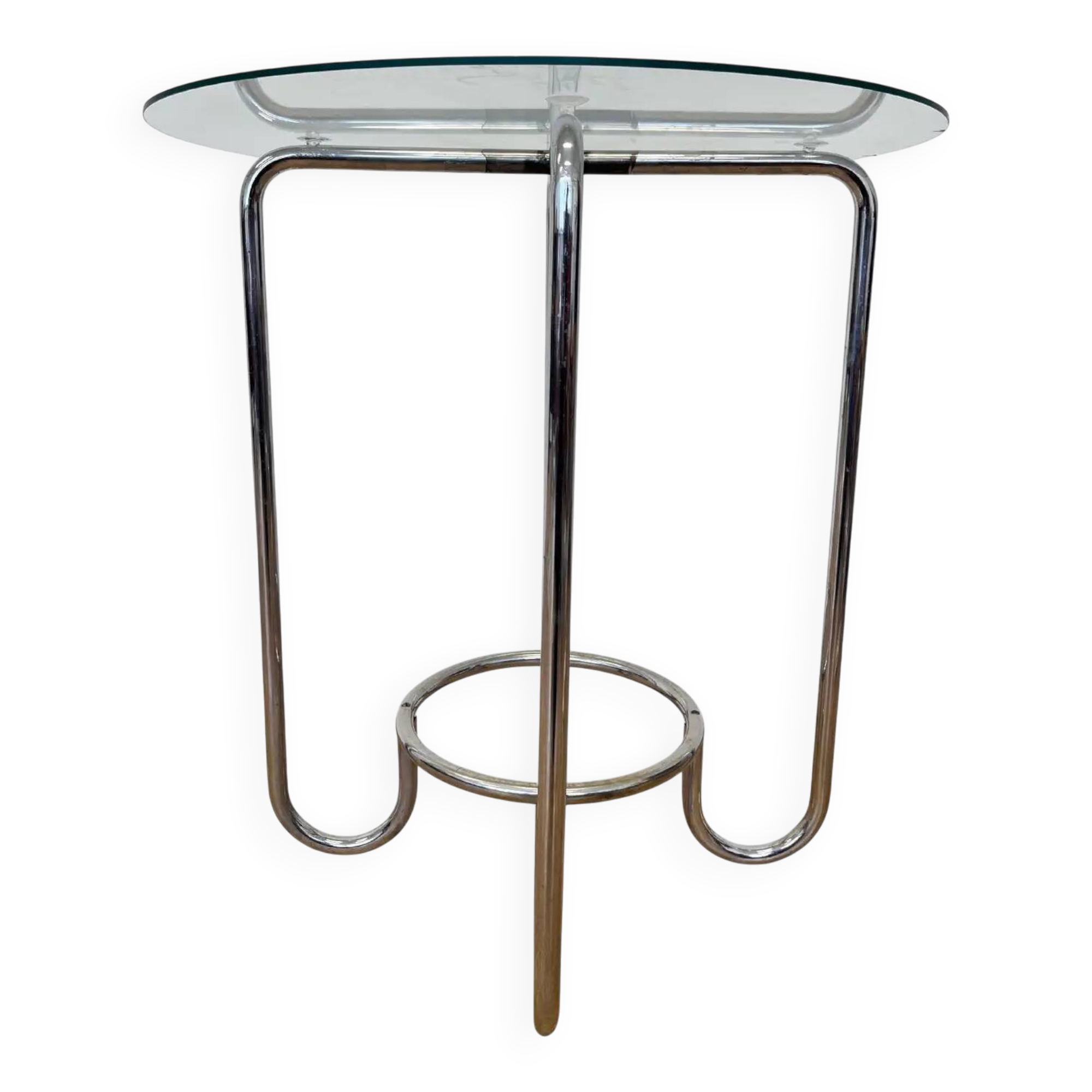 Table Bauhaus en chrome et verre - années 1930