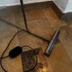 Chromed metal floor lamp designed by Christian Liaigre
